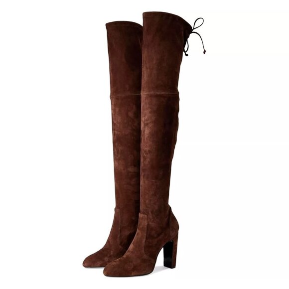 $1100 STUART WEITZMAN VIDALAND 100 OVER THE KNEE BOOT SUEDE BROWN 9 B (PB39) - Picture 1 of 8